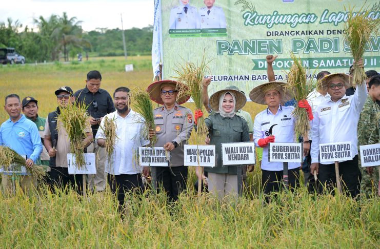 Gubernur Sultra dan Wali Kota Kendari Panen Padi di Baruga, Produksi Capai 5,5 Ton per Hektare