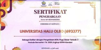 UHO Raih Penghargaan Satker Terbaik III Pengelolaan Anggaran Kategori Pagu Besar