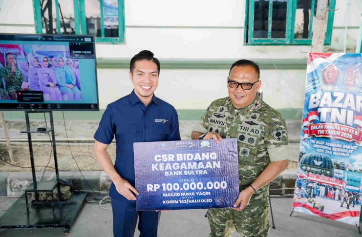 Sambut HUT ke-81 TNI, Bank Sultra Salurkan CSR Rp100 Juta dan Beasiswa untuk Anak Prajurit